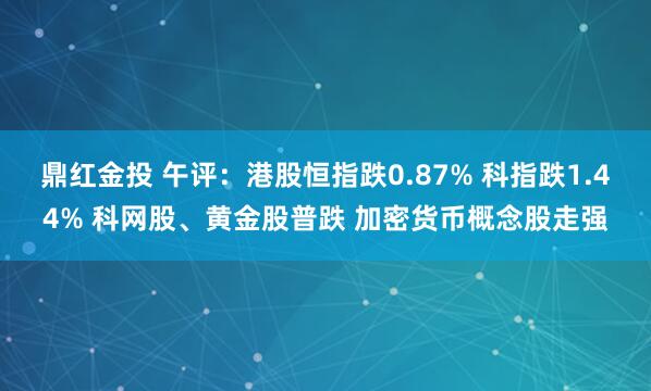 鼎红金投 午评：港股恒指跌0.87% 科指跌1.44% 科网股、黄金股普跌 加密货币概念股走强